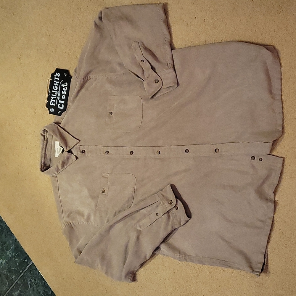Preswick & Moore XL Tan Suede Dress Shirt Long Sleeve